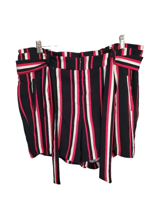 torrid Pants - Torrid Size 16 Shorts Belt Crepe Paperbag High Waist Stretch Stripe Black Pink